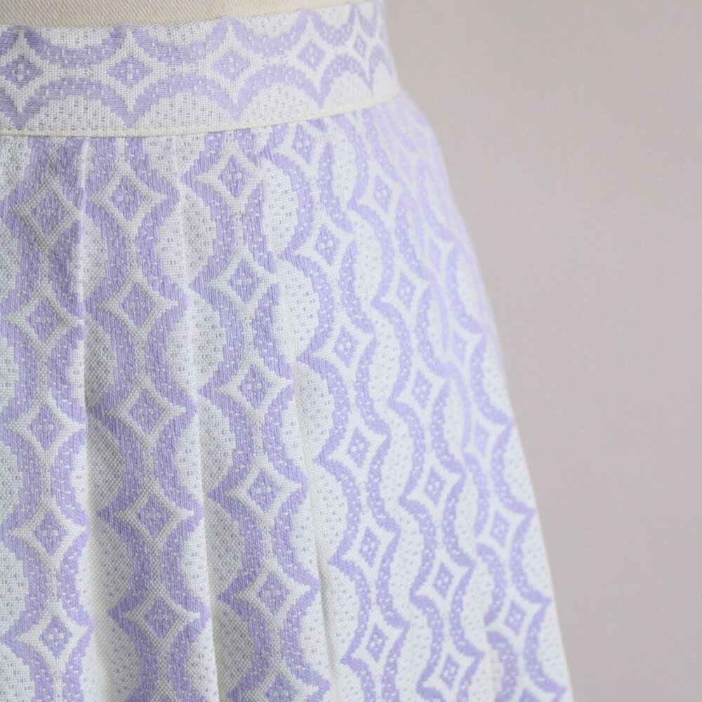 Vintage 1960s Skirt, Bobbie Brooks Pleated Purple and White Full Skirt. - Picture 3 of 10